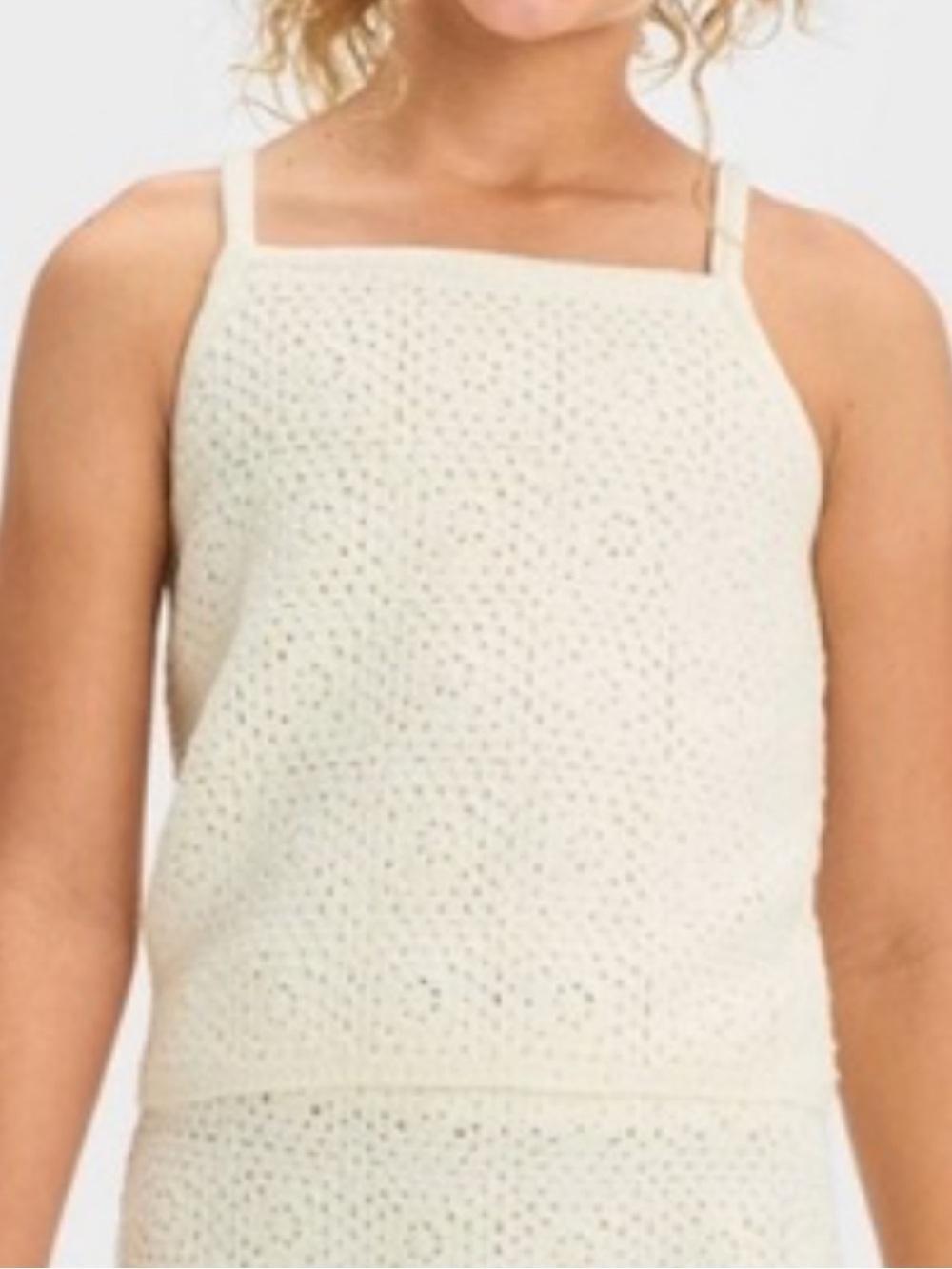 Art Class Girls’ Kids Cream Crochet Granny Square Knit Tank Top Size Large 10/12